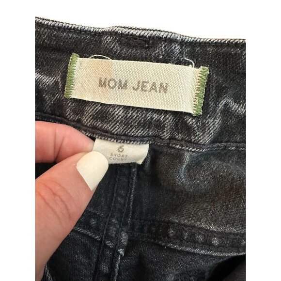 AE77 Mom Jeans size 6 Black Denim Distressed Stretch - Picture 2 of 8